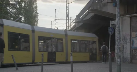 Train passing through Berlin - Berlin, Germany - 4K Stock Footage 68558893