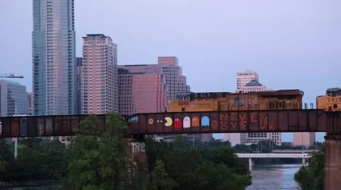 Train passing through the city Stock Footage 51445812
