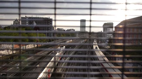 Train passing by through a fence 스톡 동영상 41680061