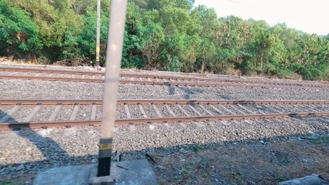 Train passing through a forest Stock Footage 122832493