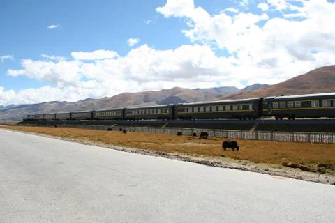 Train passing through lhasa tibet Stock Photos