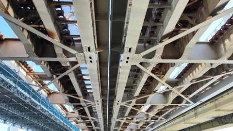 Train passing through railway bridge video with sound Stock Footage 296944745