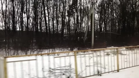 Train is passing through a snowy forest Stock Footage 304282573