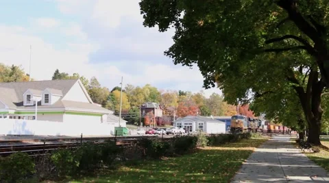 Train Passing Through Town (2 of 3) Video stock 43785528