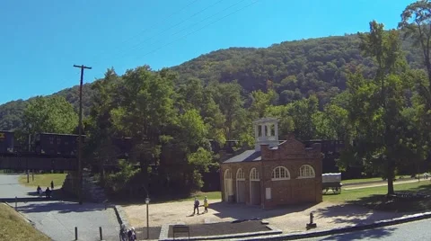 Train Passing Through Town Stock Footage 59339426