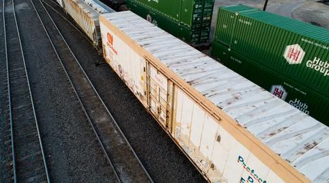 Train passing through on the track Foto stock