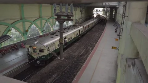 Train passing through the tunnel station Stock Footage 145115757