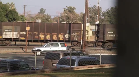Train Passing through Urban Area Stock Footage 47209162