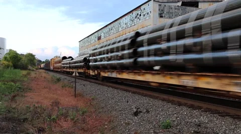 Train Passing Through a Yard (2 of 2) Stock Footage 43785559