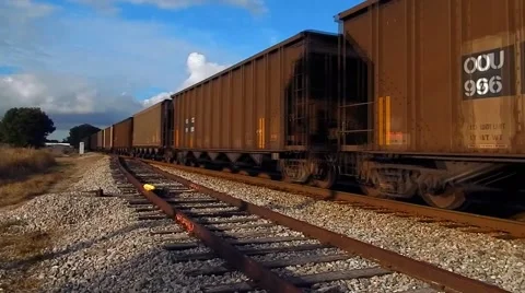 Train passing by on tracks Stock-Footage 45529259