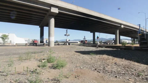 Train Passing Under Bridge Video stock 34073206