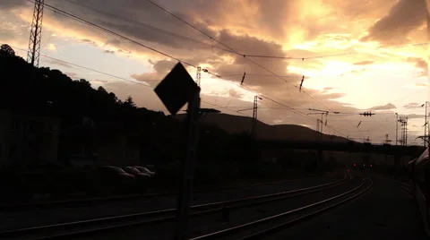 Train passing under bridge point of view Stock Footage 62548459