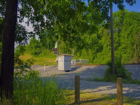 Train Passing By Wide Shot Stock Footage 75906375