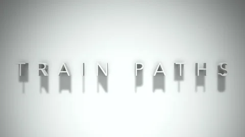 Train paths 3D title animation with shadows on a white background Stock Footage 297797627