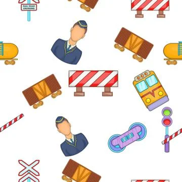 Train pattern, cartoon style イラスト素材