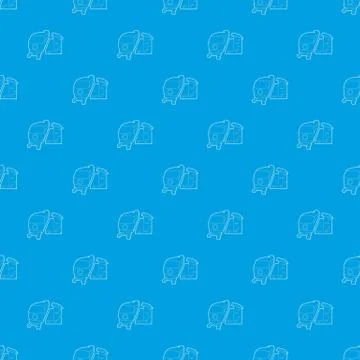 Train pattern seamless blue Stock Illustration