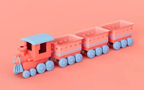 A train with pink background, 3d rendering. Stock Illustration