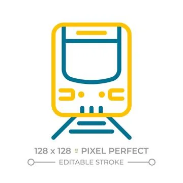 Train pixel perfect two color line icon Stock Illustration