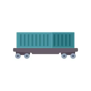 Train platform carrying cargo container for transportation Stock Illustration