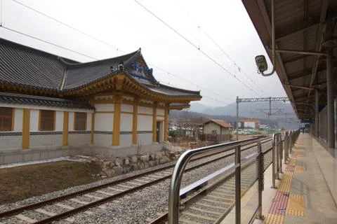 Train platform at Gangwon-do Stock Photos