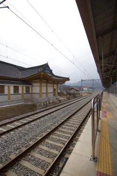 Train platform at Gangwon-do Stock Photos
