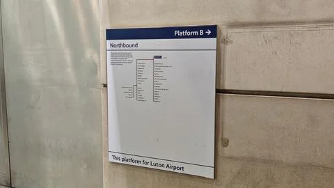 Train Platform Northbound Direction Sign at St Pancras International London Stock Photos