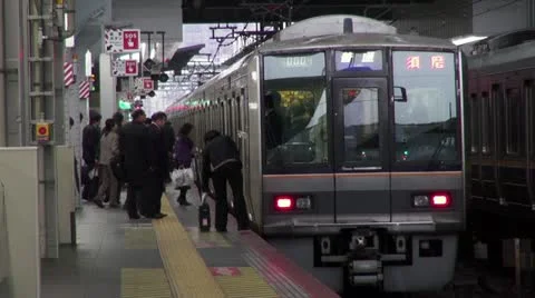 Train Platform At Osaka Station Stock Footage 21587947