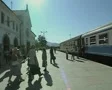 Train at platform with people boarding SD Footage