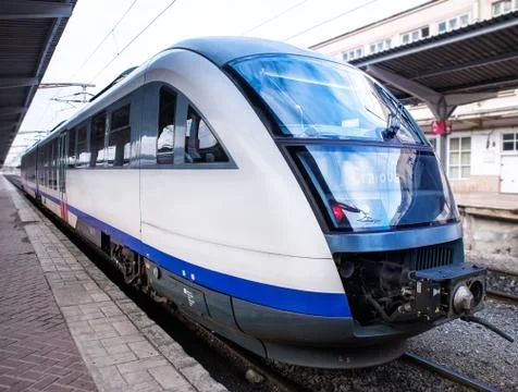 Train on a platform 写真素材