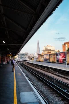 Train platform at the Waterloo train station in London Stock Photos