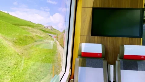 Train Point of View Inside and Outside Glacier Express with Swiss Alps 스톡 동영상 283383053
