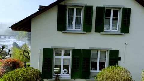 Train Point of View over Rhine Falls with the Castle Laufen at Neuhausen Stockbeeldmateriaal 241808591