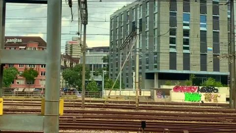 Train Point of View in Zurich Train Station in a Sunny Day Switzerland. Stock Footage 161220679