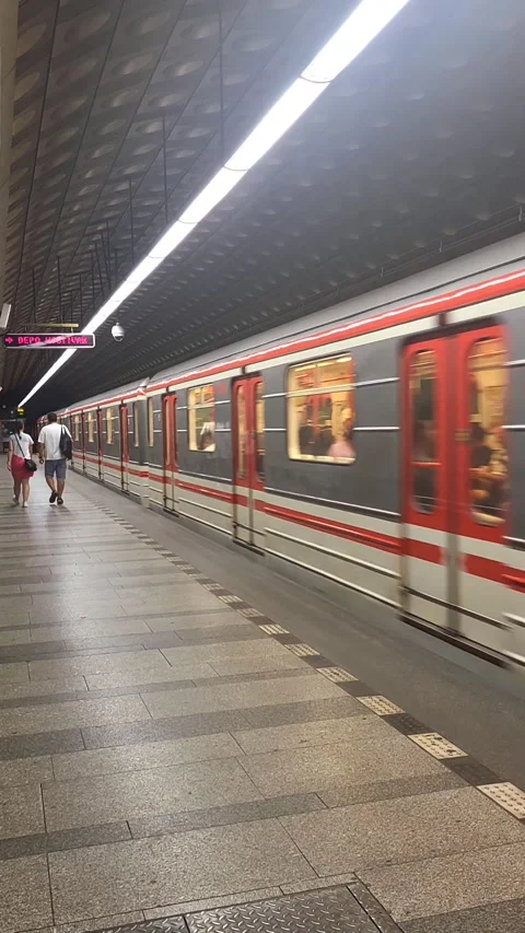 Train in the Prague metro Stock Footage 295678192