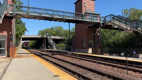 Train Pulling Away from the Station Stock Footage 250277162