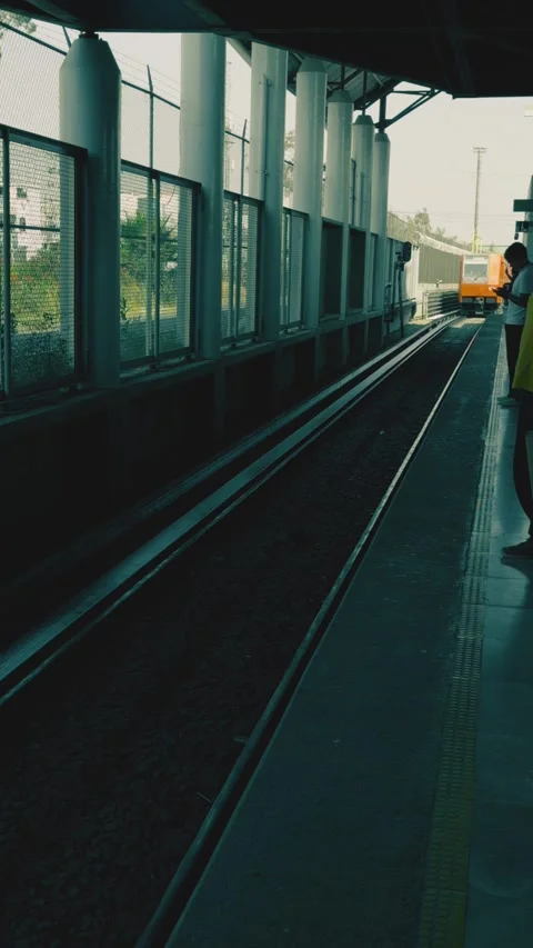 Train pulling into a Mexico City subway station, recorded vertically Video stock 323287114