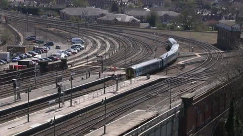Train pulling into Shrewsbury Station Stock-Footage 23238661