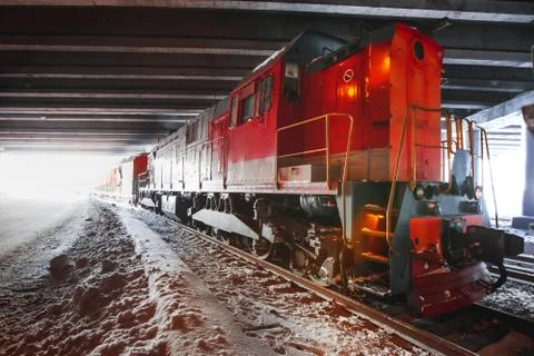 Train pulling into a tunnel Stock Photos