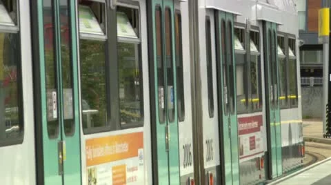 A train pulls away Stock Footage 12459895