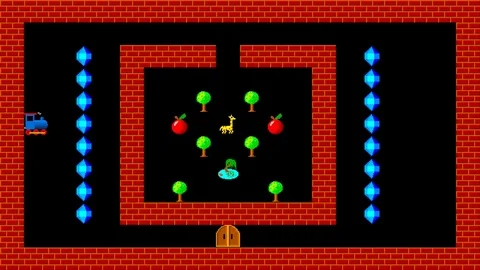Train puzzle, retro style low resolution pixelated game, level 8 Stock Footage