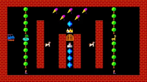 Train puzzle, retro style low resolution pixelated game, level 10 Stock Footage 74577882