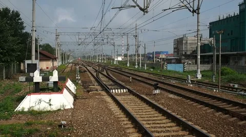 Train quickly goes past the station Stock Footage 66790985
