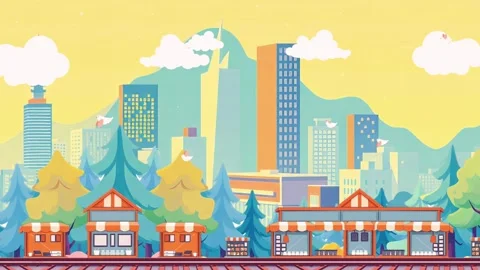 Train Rail and Building with trees behind Stock Footage 303813657