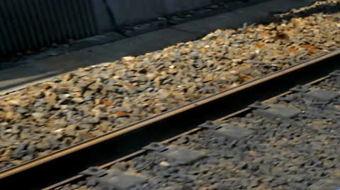 Train rail Stockbeeldmateriaal 24740421