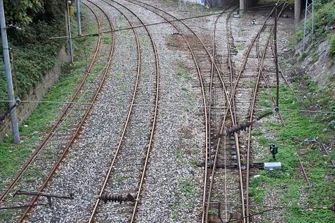 Train rail Stock Photos
