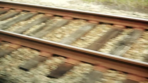 Train Rail shot from a moving trail Stock Footage 56241895