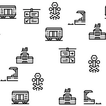 Train Rail Transport Seamless Pattern Vector Stock Illustration