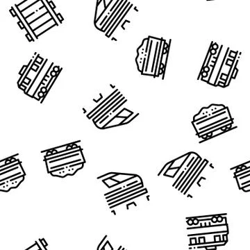 Train Rail Transport Seamless Pattern Vector Stock Illustration