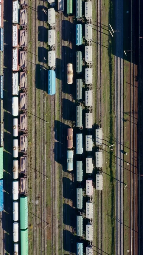 Train rails aerial top view from above Video stock 314547334