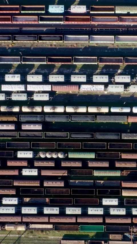 Train rails aerial top view from above. Video stock 314547337
